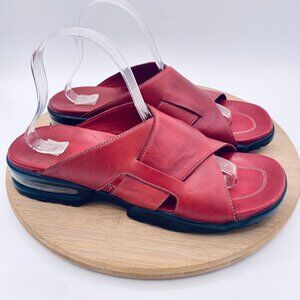 Vintage Cole Haan Sandals Womens 10.5 Red Leather Flats Peep NikeAir